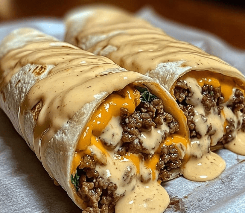 🧀 Cheesy Beef Burritos with Fries Recipe