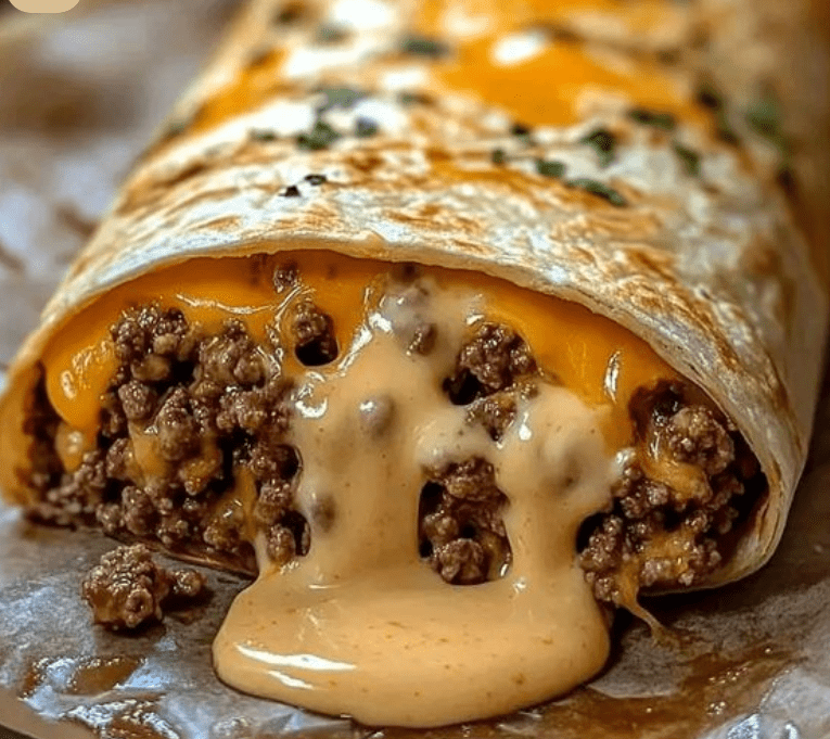 🧀 Cheesy Beef Burritos with Fries Recipe