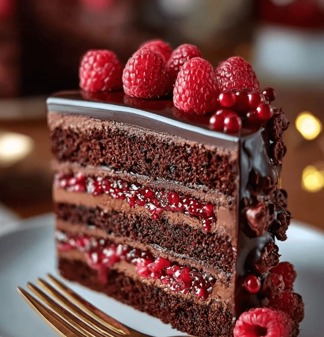 Chocolate Raspberry Truffle Cake