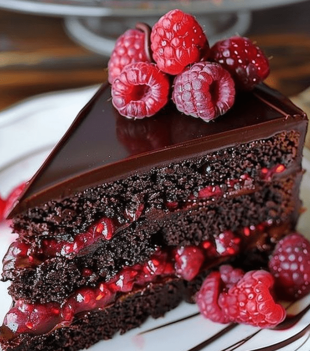 Chocolate Raspberry Truffle Cake