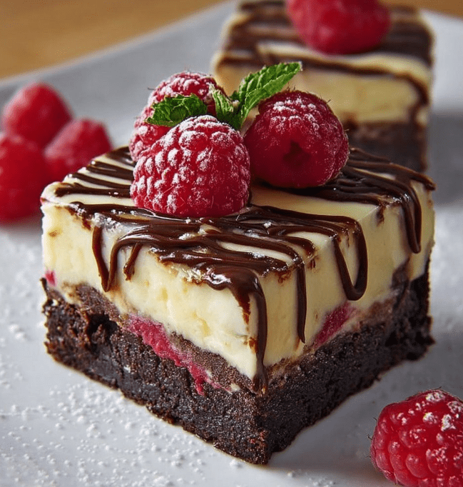 Decadent Raspberry Brownie Cheesecake