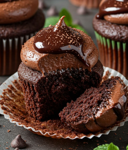 Chocolate Bourbon Pecan Pie Cupcakes