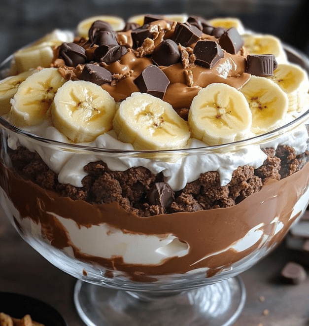 Chocolate Peanut Butter Banana Cream Trifle