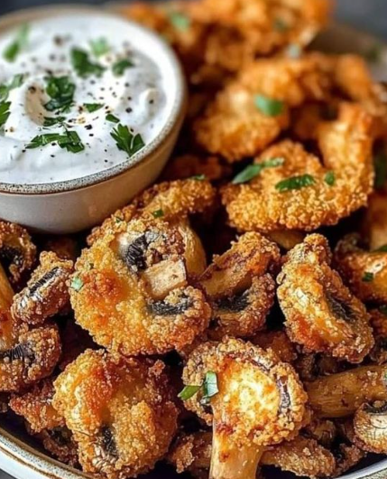 Crispy Fried Mushrooms with Cool Ranch Dip