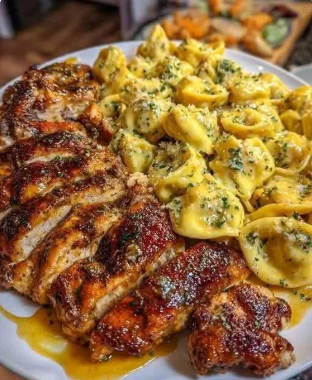 Lemon Garlic Butter Chicken with Creamy Parmesan Pasta