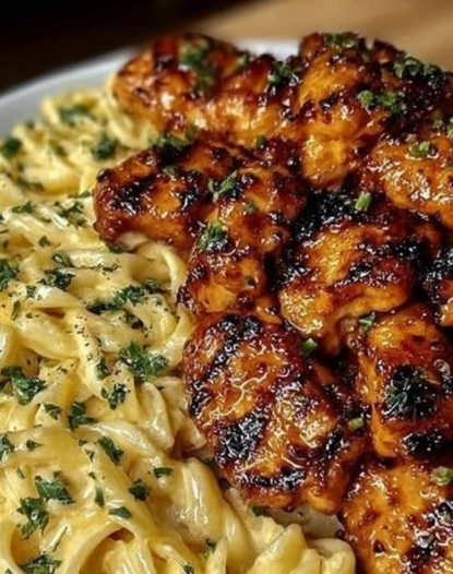 Lemon Garlic Butter Chicken with Creamy Parmesan Pasta