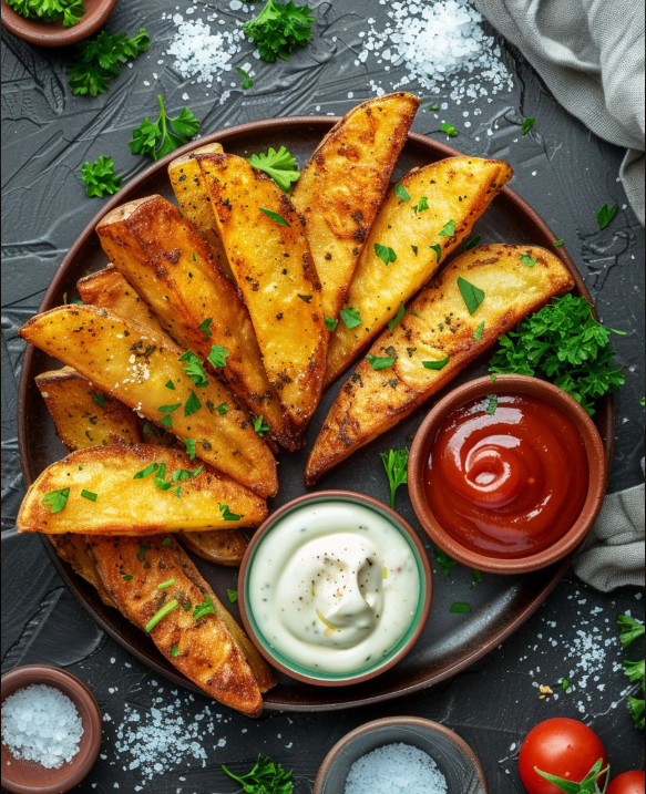 Glazed Wings & Herb Potato Wedges Recipe