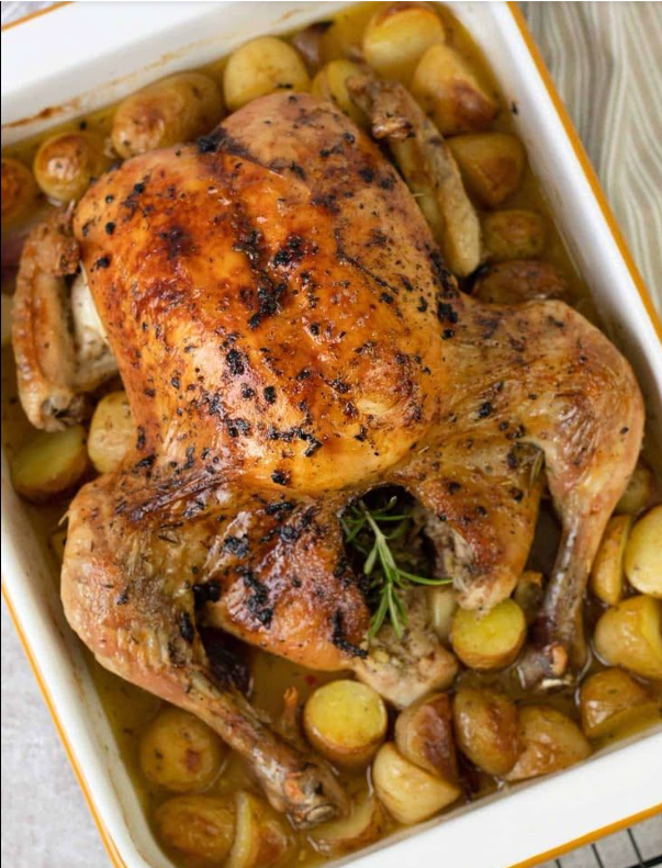 Perfect Juicy Whole Roasted Chicken with Golden