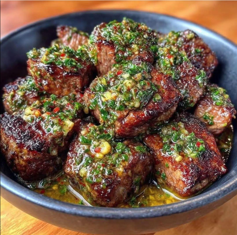 Air Fryer Steak Bites with Chimichurri