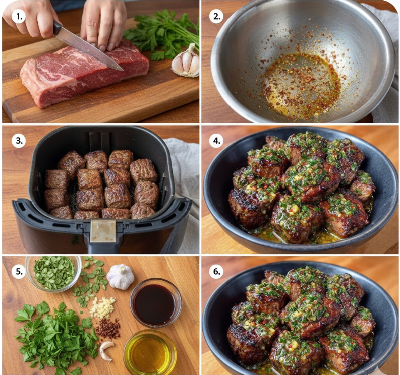 Air Fryer Steak Bites with Chimichurri