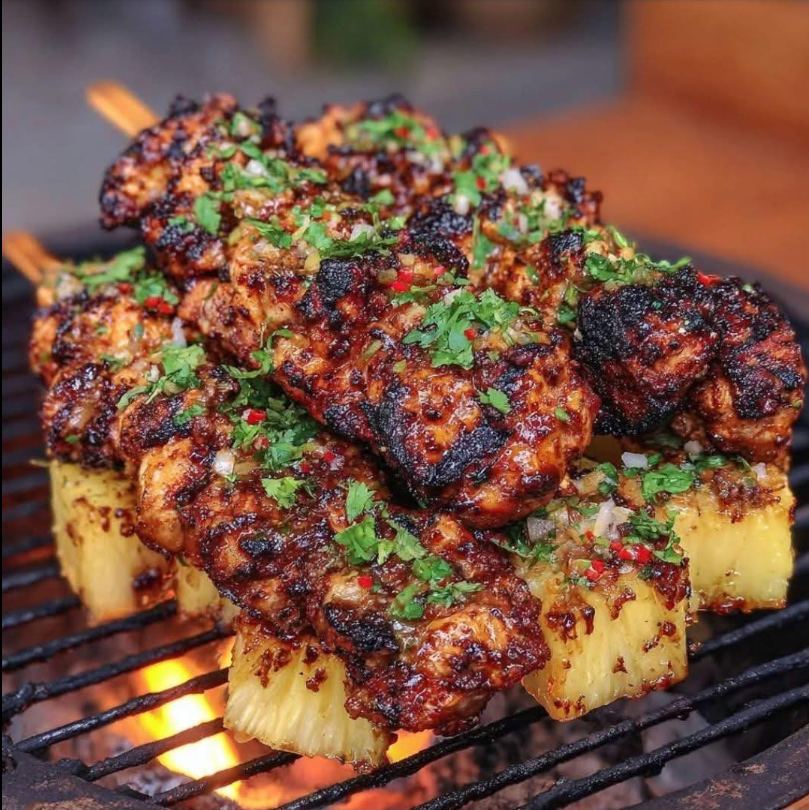 Spicy Pineapple and Jerk Chicken Skewers