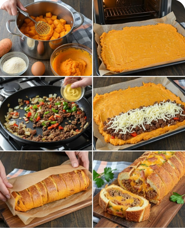 Sweet Potato Rocambole with Minced Meat