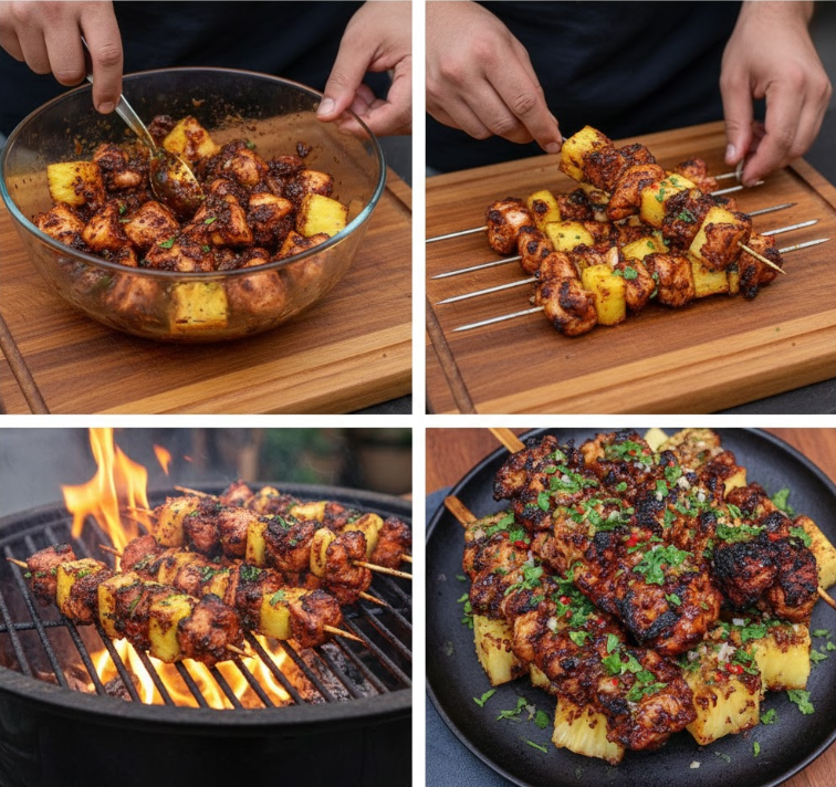 Spicy Pineapple and Jerk Chicken Skewers
