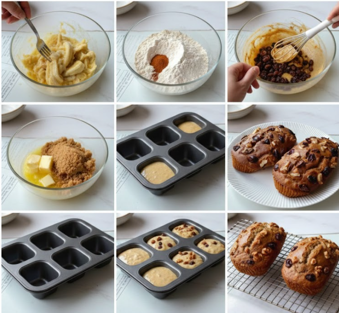 Banana Nut Raisin Mini Loaf Cakes