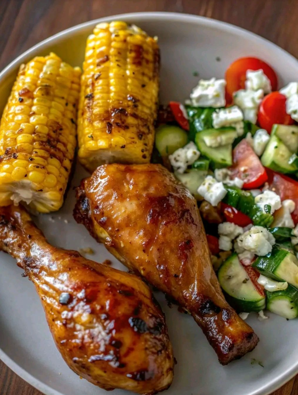 Sticky BBQ Chicken with Corn