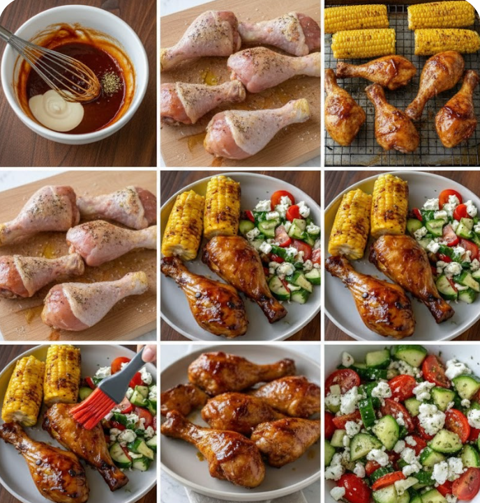 Sticky BBQ Chicken with Corn
