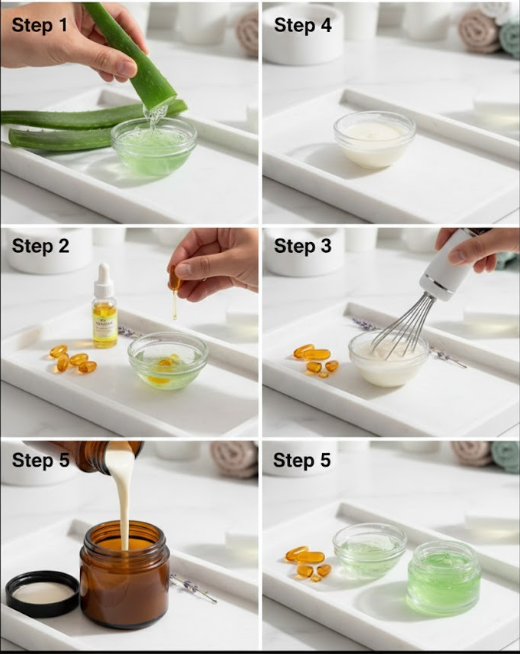 Aloe Vera and Vitamin E Remedy for Younger