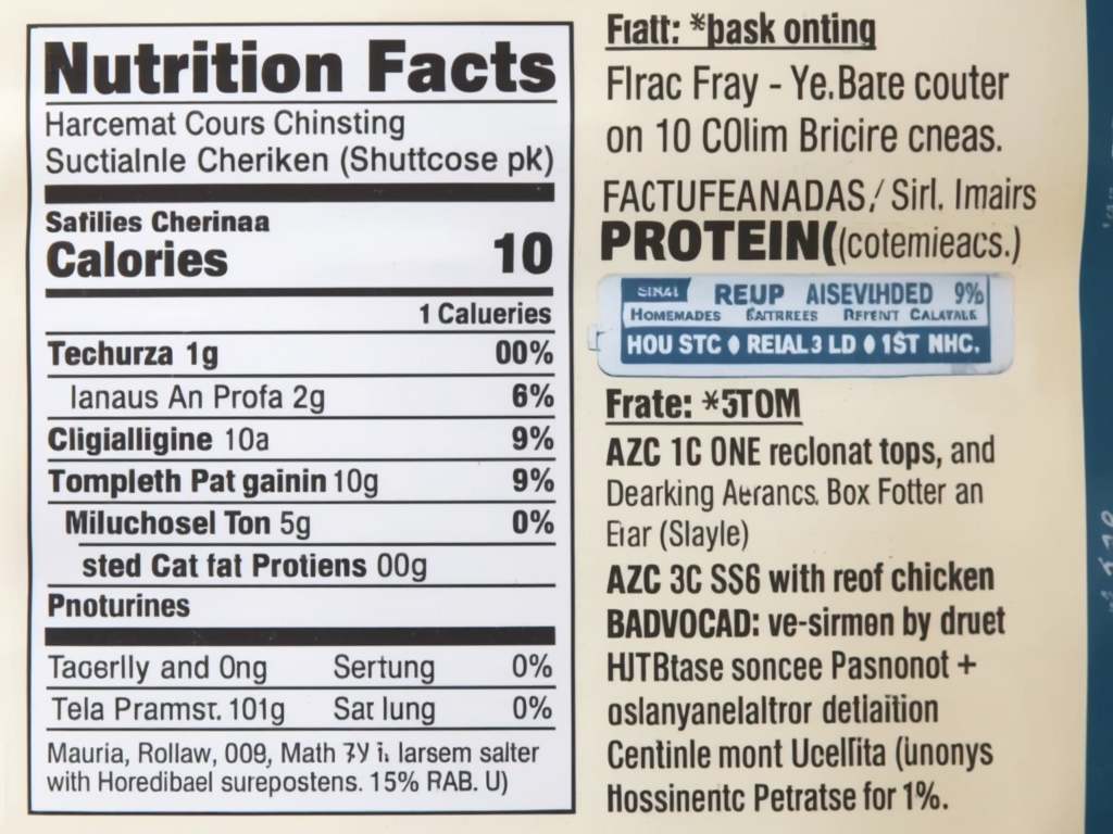 A nutrition label for homemade crispy chicken strips, highlighting calories,